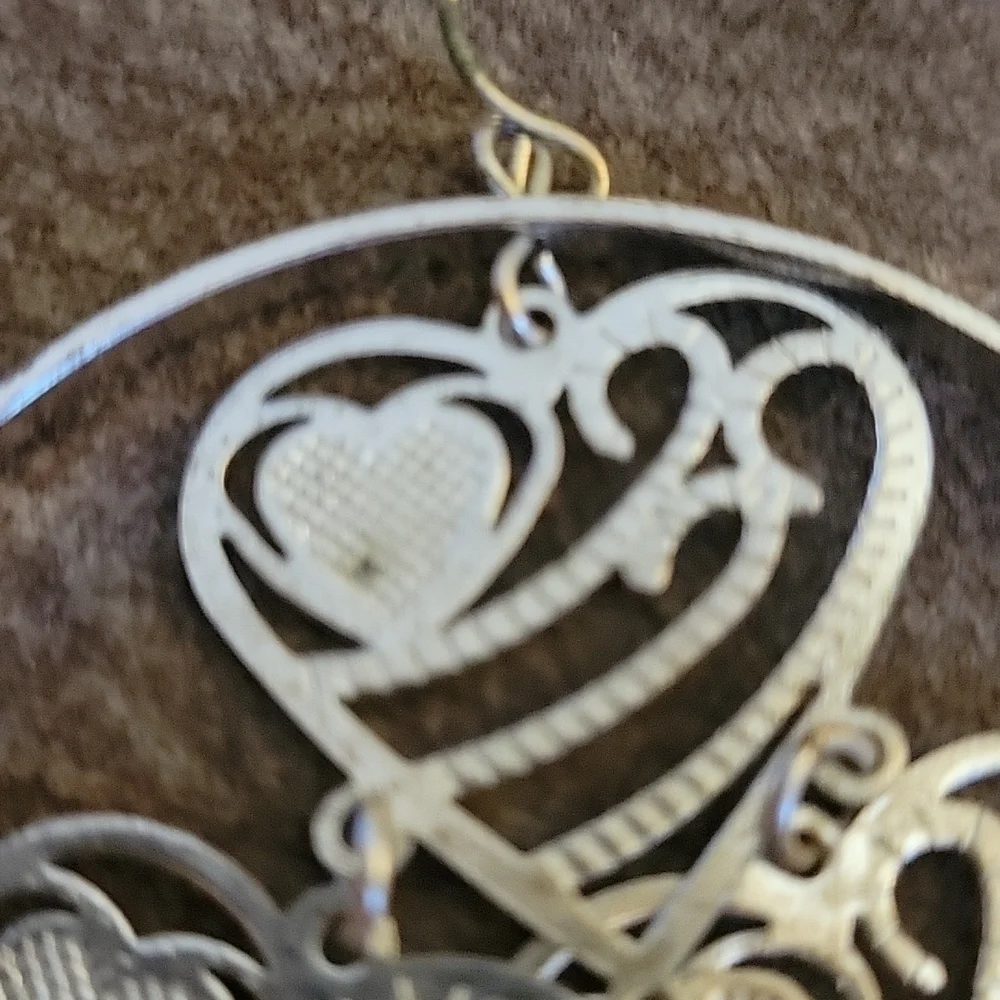 3/$30 Jumbo Heart Cluster Orbit Circle Valentine's Dangle Hook Earrings